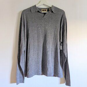 NWT Joseph Abboud 100% Lyocell Knit Polo Sweater Heather Grey Medium